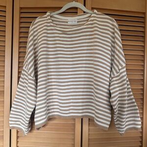 Boheme Goods Cotton Striped Sweater L/XL Relaxed Cropped Neutral Knit